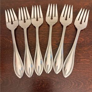 Oneida Arbor American Harmony Salad Forks Set Of 6 Stainless Steel Teardrop